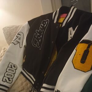 Varsity Jacket with Black and White Sleeves